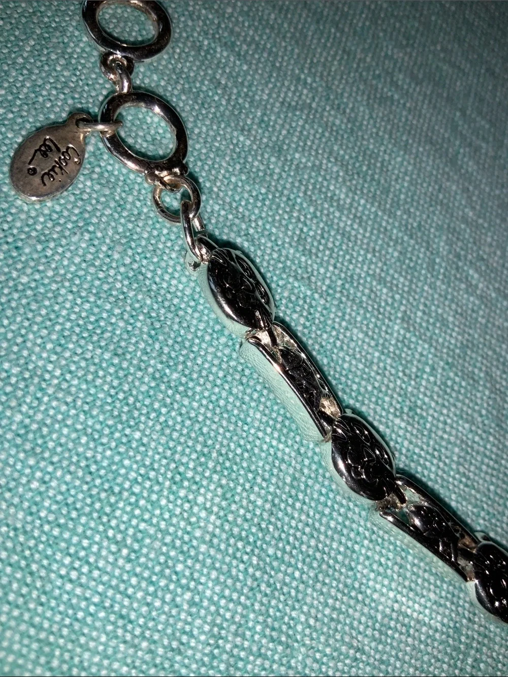 Cookie Lee Silver Tone Cat Fish Link Tennis Bracelet Retired Adjustable